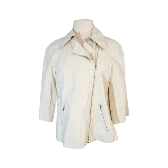 Lafayette 148 Off-White Asymmetric Zipper Moto Jacket - Picture 3 of 10